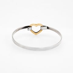 Tiffany & Co Heart Bangle Bracelet 2003 Estate 18k Gold Sterling Silver Jewelry