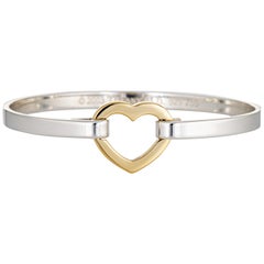 Tiffany & Co. Heart Bracelet 2003 Sterling Silver 18 Karat Gold Estate Jewelry
