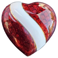 Tiffany & Co. Heart Brooch Pin Paillonné enamel Red White 18k Gold 12.4g no loss