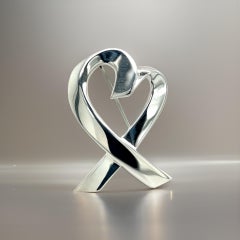Tiffany & Co Heart Brooch Pin Sterling Silver Estate