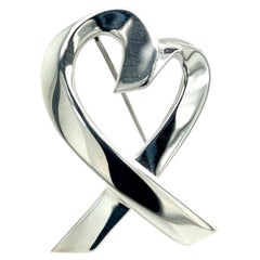 Tiffany & Co Heart Brooch Pin Sterling Silver Estate