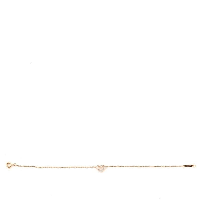 Tiffany & Co. Heart Chain Bracelet 18 Karat Rose Gold with Diamonds In Good Condition In New York, NY