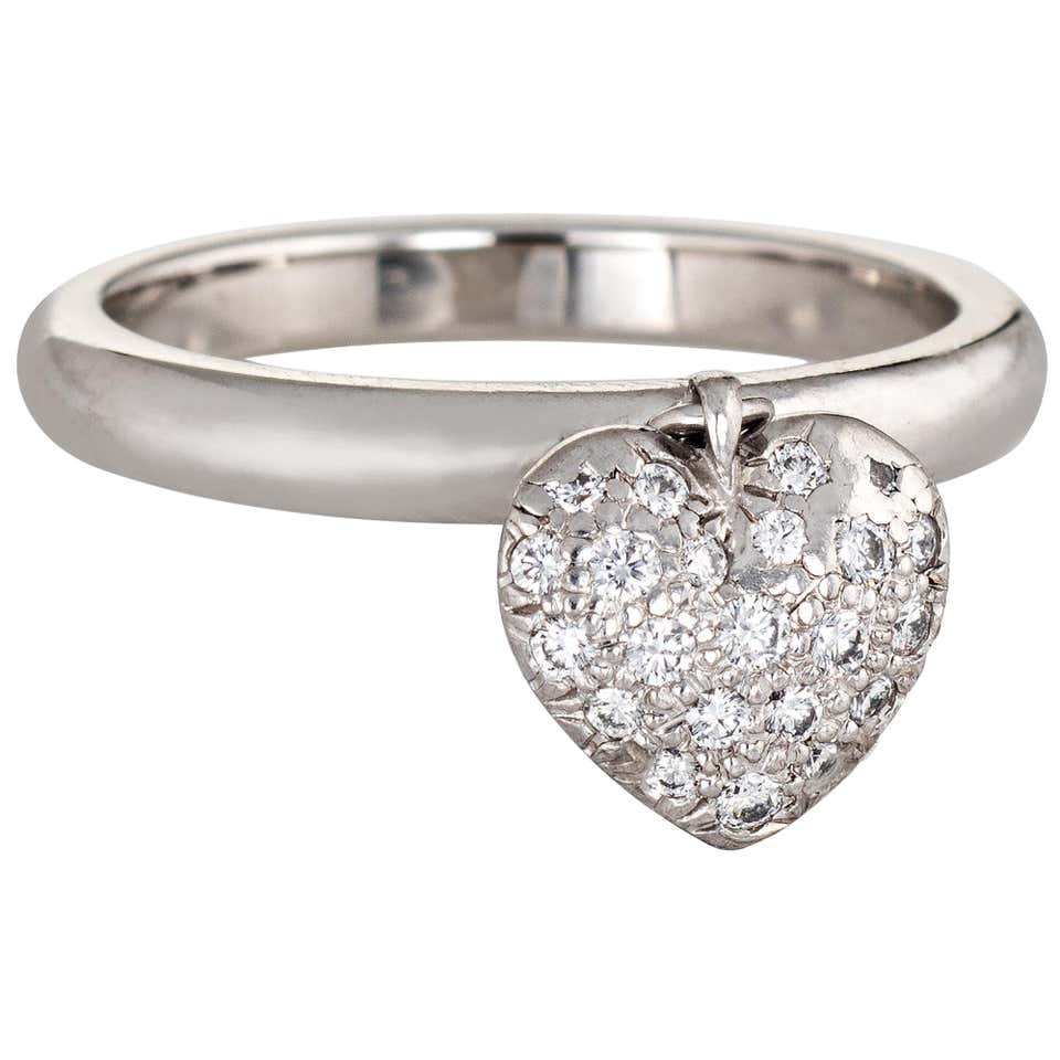 TIFFANY and CO Ring with Diamond Heart For Sale at 1stDibs