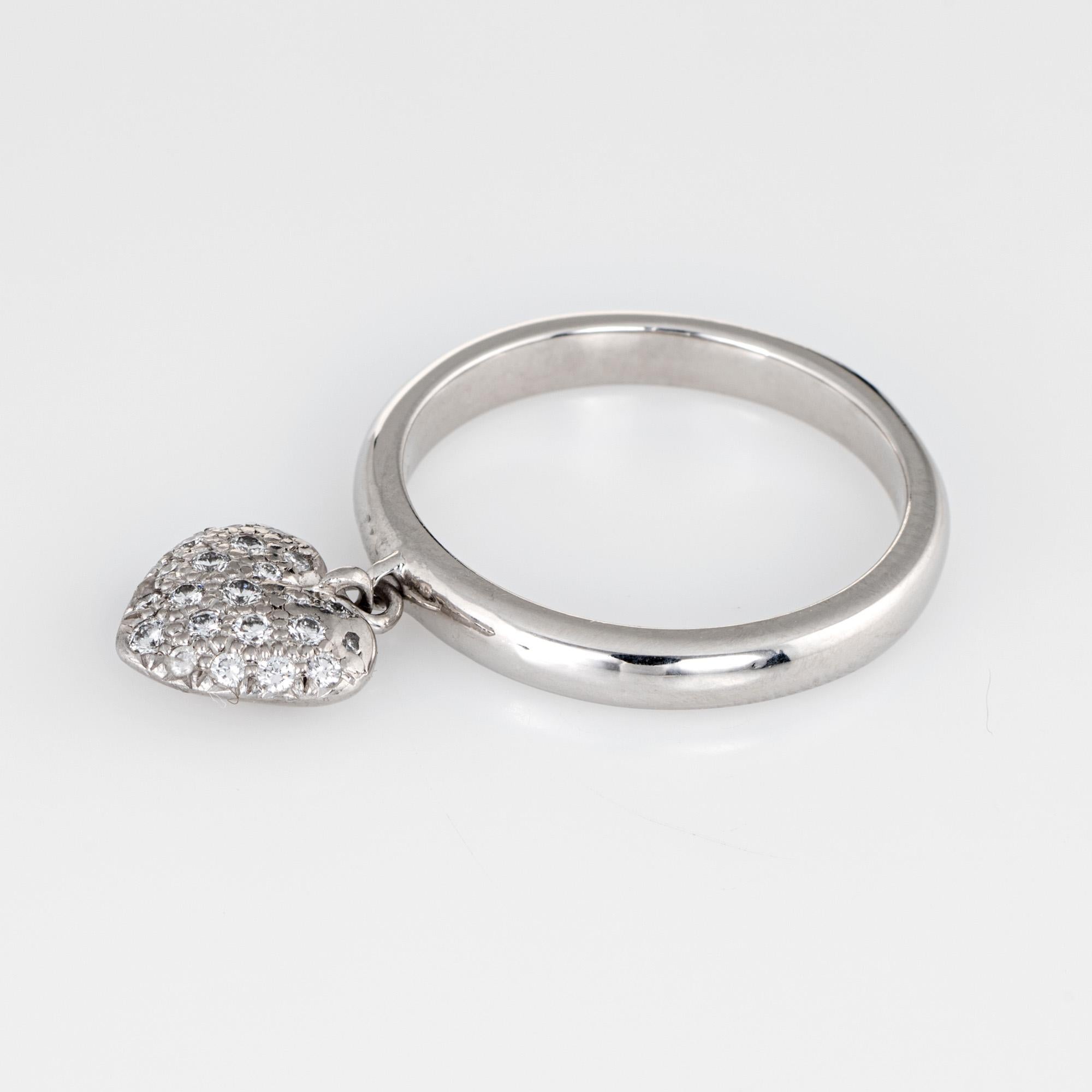 Tiffany and Co. Heart Diamond Charm Ring Estate Platinum Tag Pave Set ...
