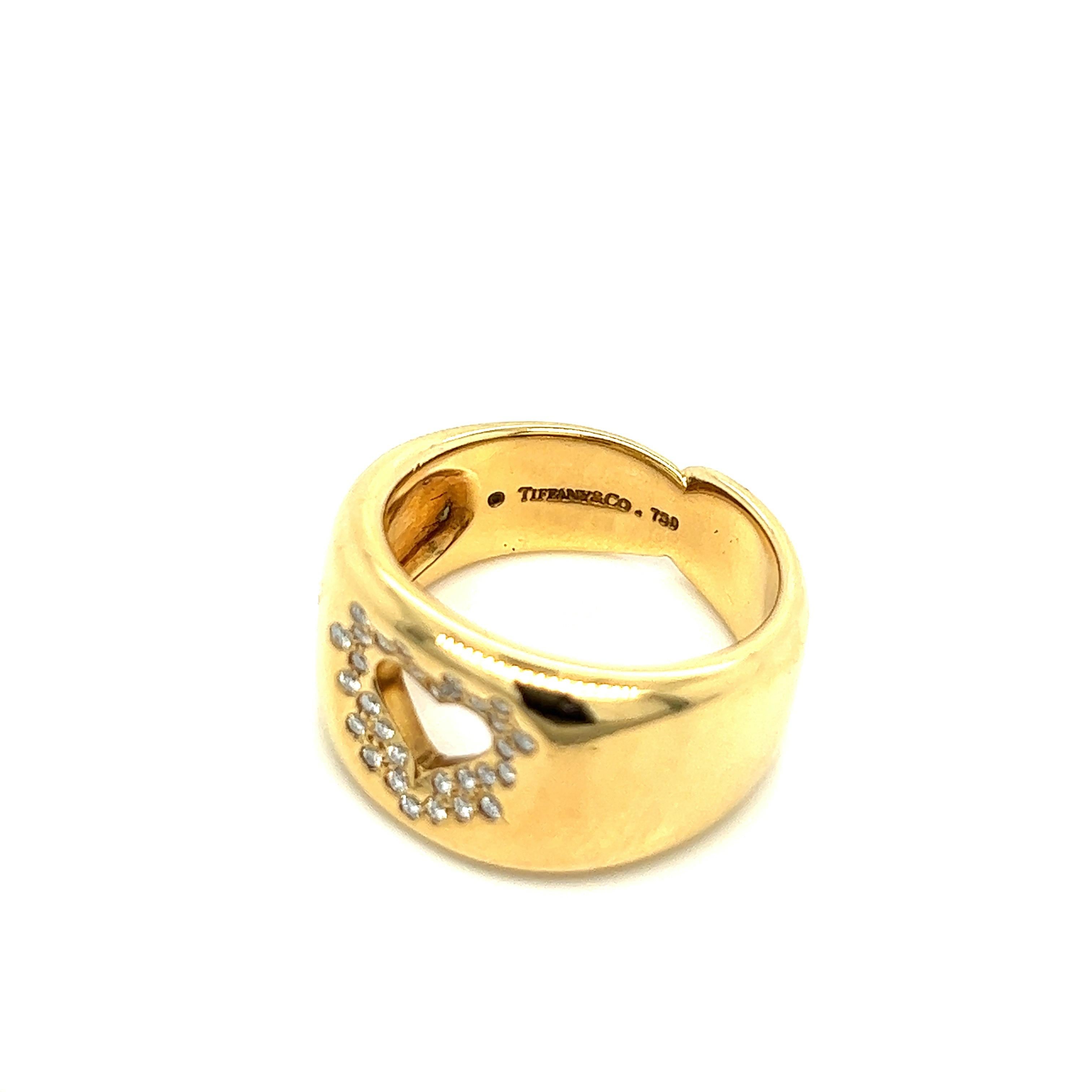 Tiffany & Co. Heart Diamond Gold Ring In Excellent Condition For Sale In New York, NY