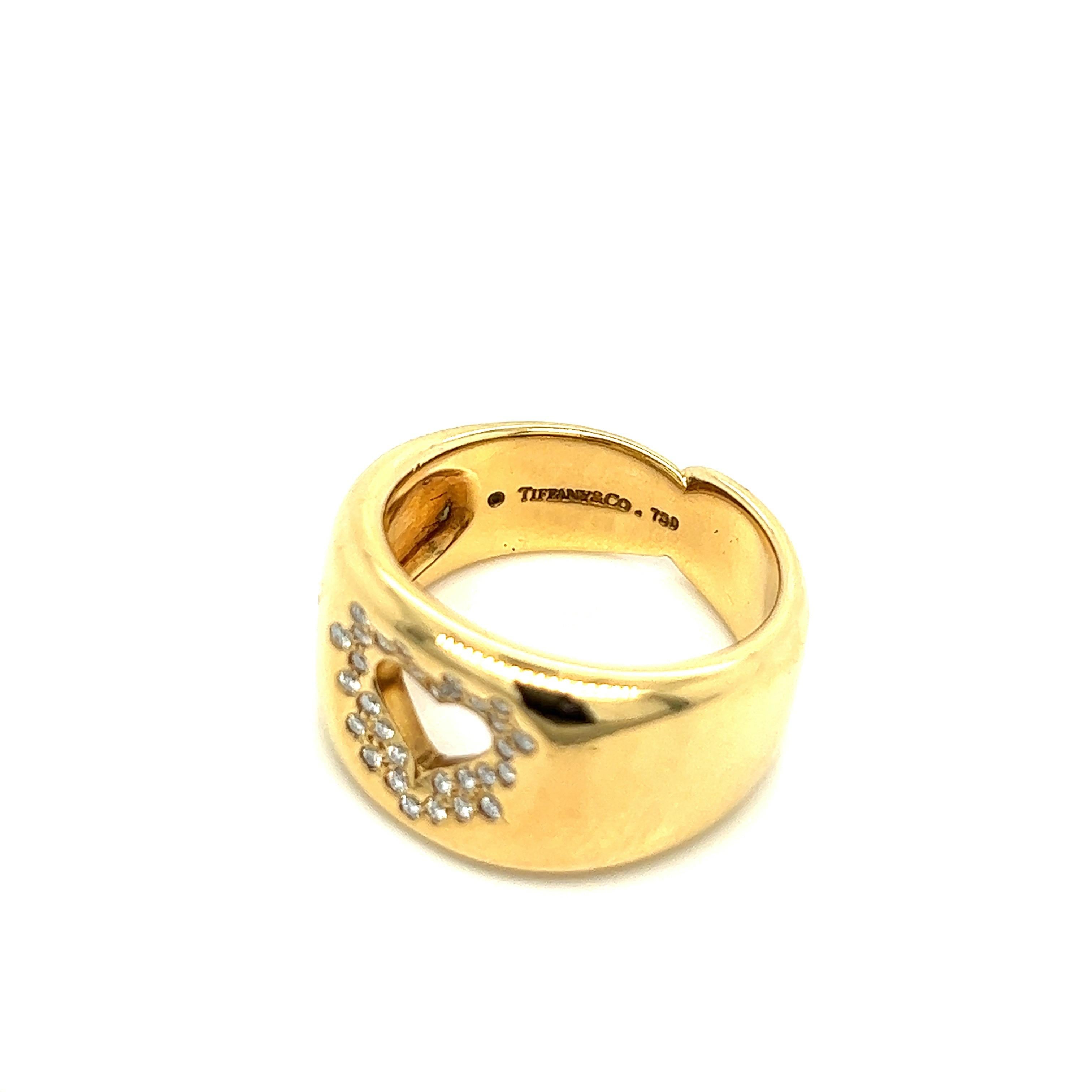 Tiffany & Co. Heart Diamond Gold Ring In Excellent Condition For Sale In New York, NY