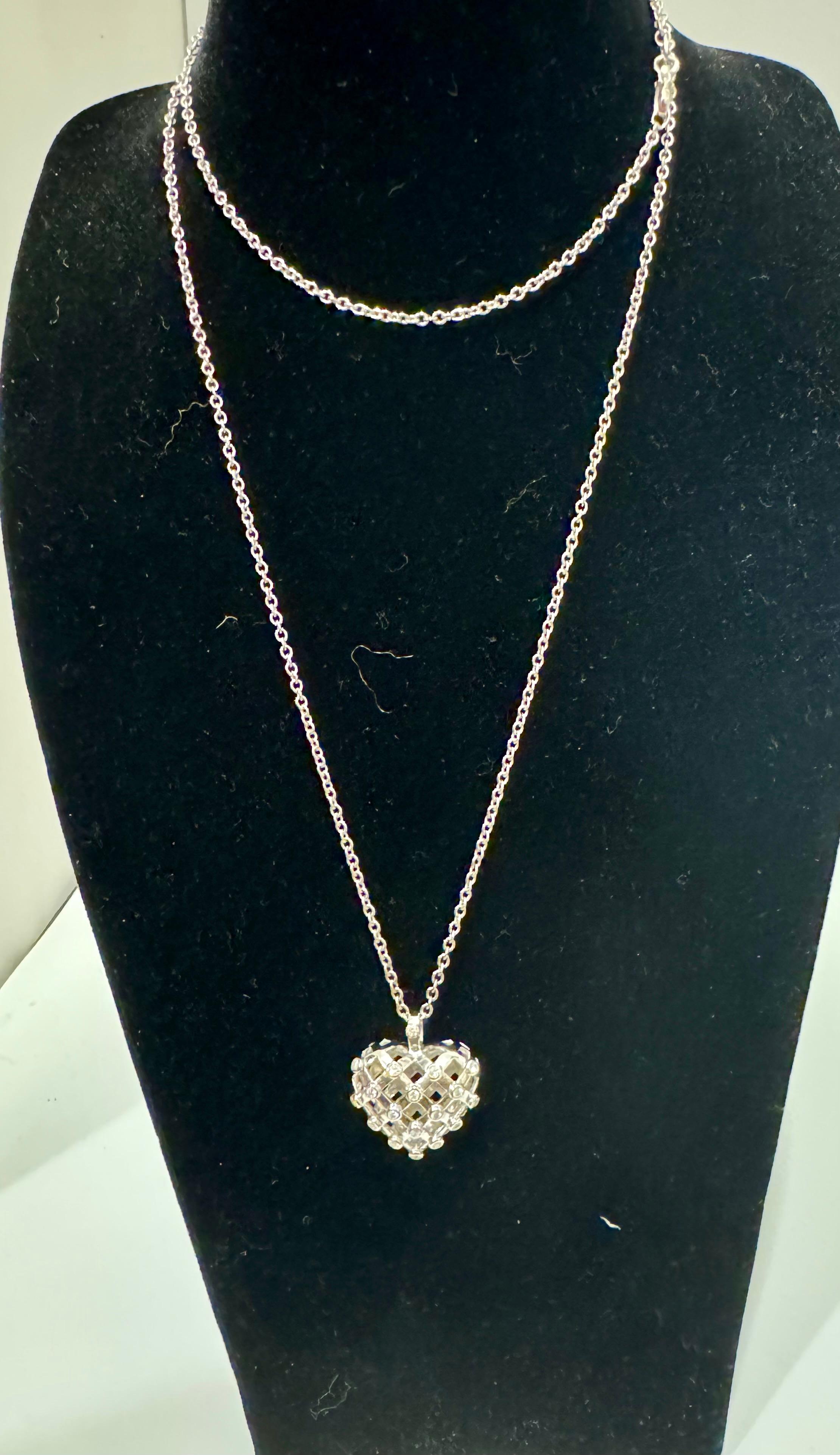 Tiffany & CO Heart Diamond Pendant Necklace 18K White Gold 0.50 CT 31