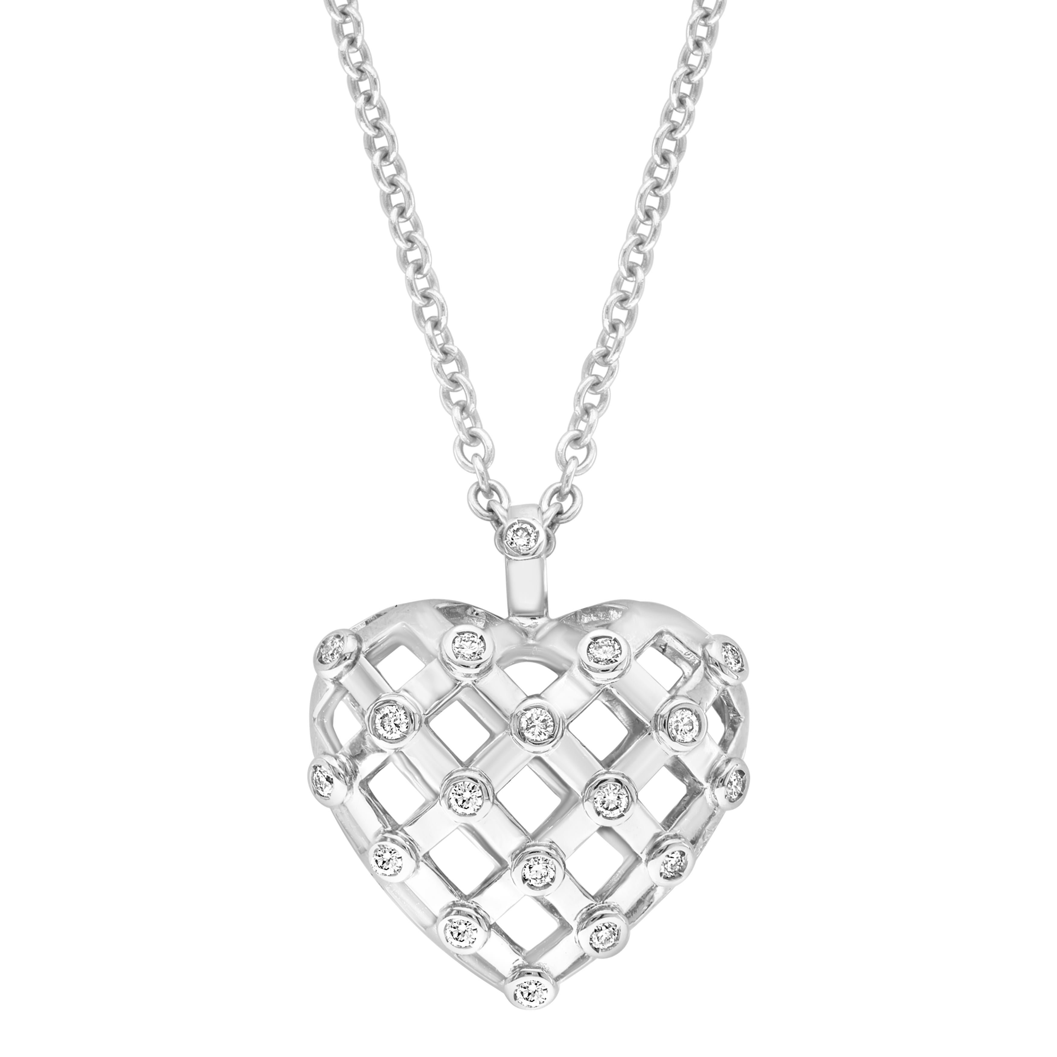 
Tiffany & CO Heart Diamond Pendant Necklace 18K White Gold 0.50 CT 31