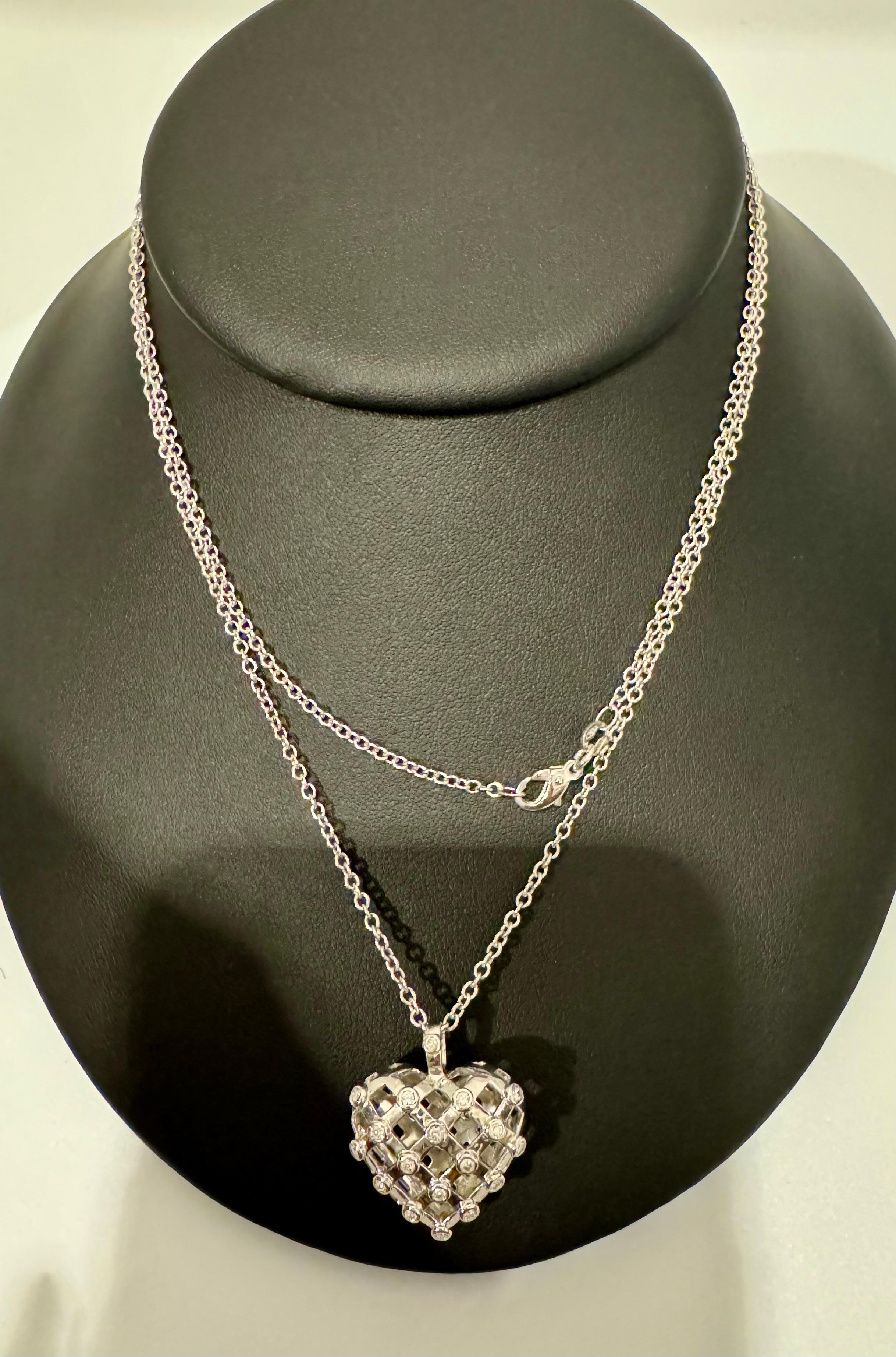 Tiffany & CO Heart Diamond Pendant Necklace 18K White Gold 0.50 CT 31