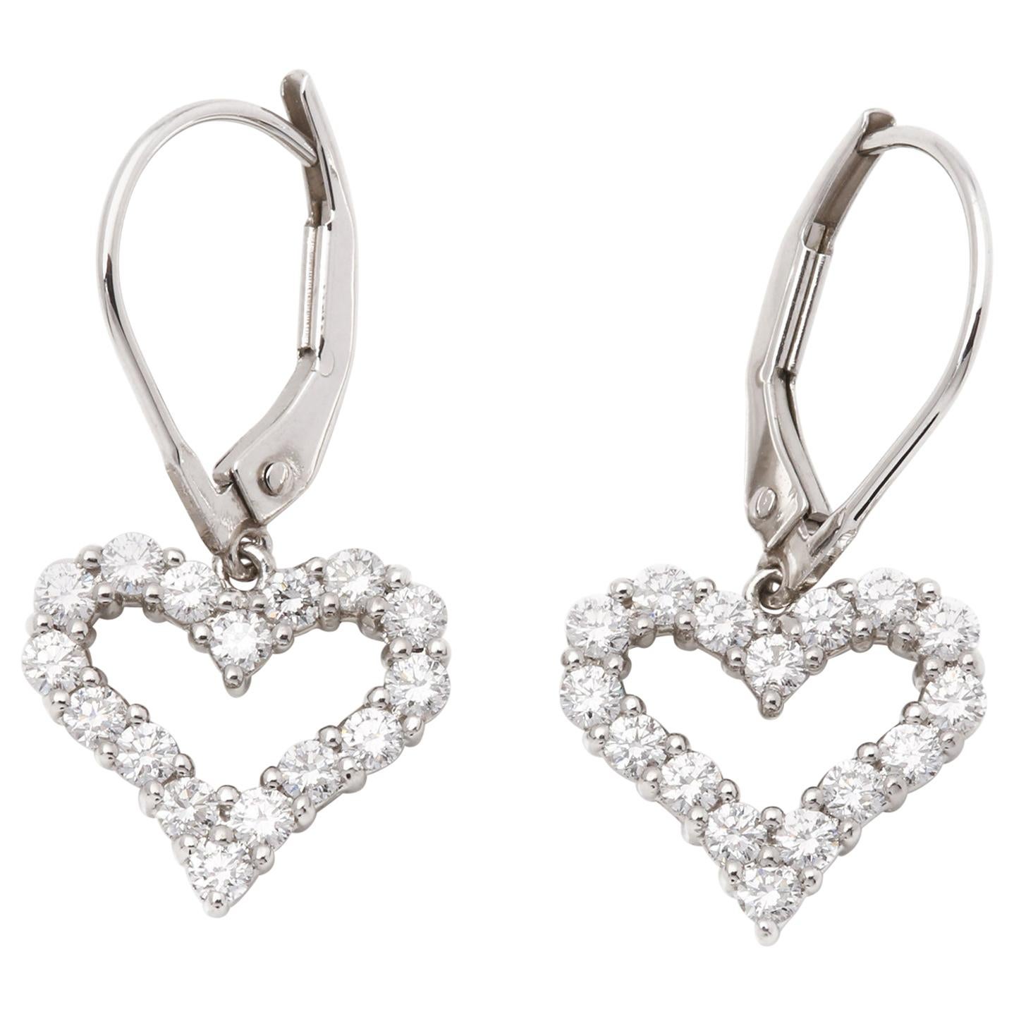 Tiffany & Co. Heart Diamond Platinum Earrings