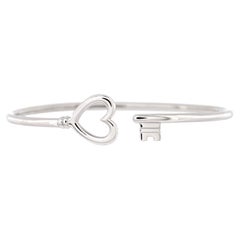 Tiffany & Co. Heart Key Wire Bracelet 18K White Gold