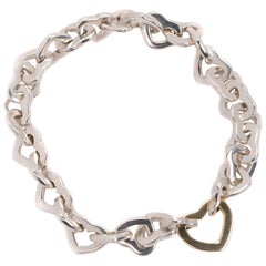Tiffany & Co. Heart Link Bracelet, Sterling Silver and 18 Karat Yellow Gold
