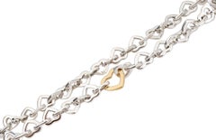 Tiffany & Co. Heart Link Chain Necklace Sterling Silver 925 18K Yellow Gold