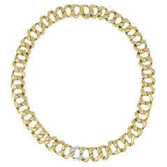 Tiffany & Co. Heart Link Diamond Necklace Yellow and White Gold