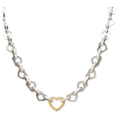 Used Tiffany & Co. Heart Link Sterling Silver 18k Yellow Gold Necklace