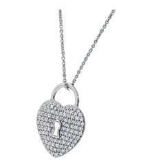 Tiffany & Co. Heart Lock Diamond Paved Platinum Pendant