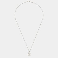 Tiffany & Co. Heart Lock Diamonds 18k White Gold Pendant Necklace