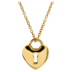 Tiffany & Co. Heart Lock Pendant Necklace 18k Yellow Gold