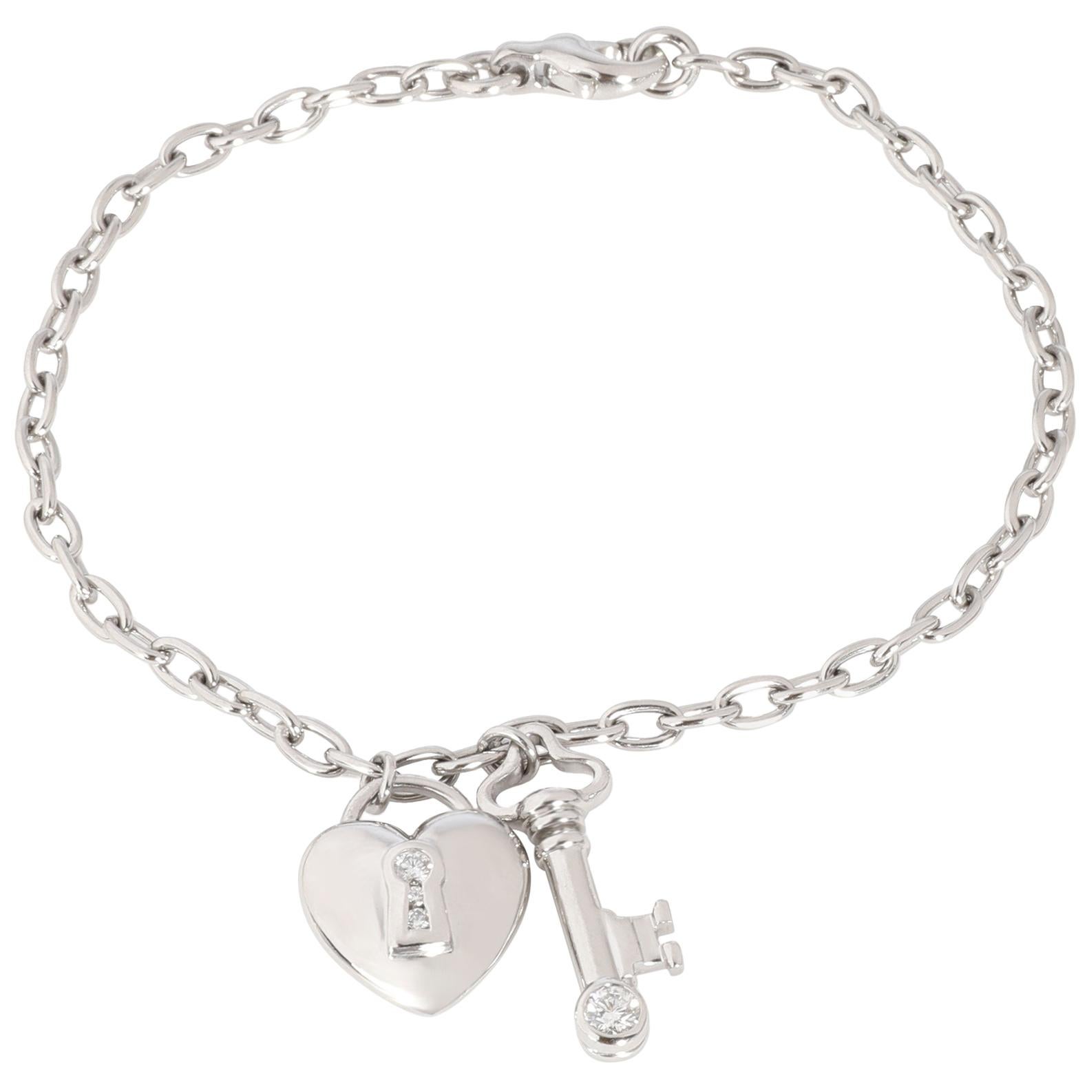 Tiffany & Co. Heart Locket Key Diamond Bracelet in Platinum 0.22 Carat