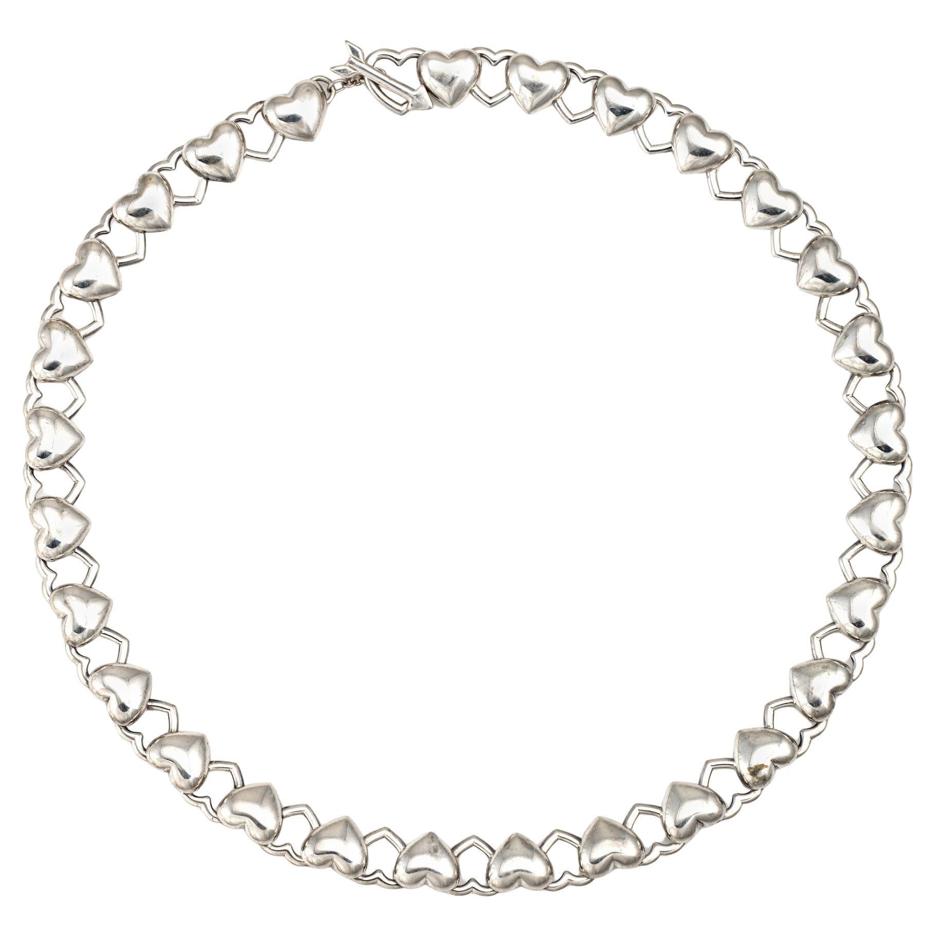 Tiffany & Co Heart Necklace Cupid's Arrow Vintage Sterling Silver 15.5" Signed For Sale