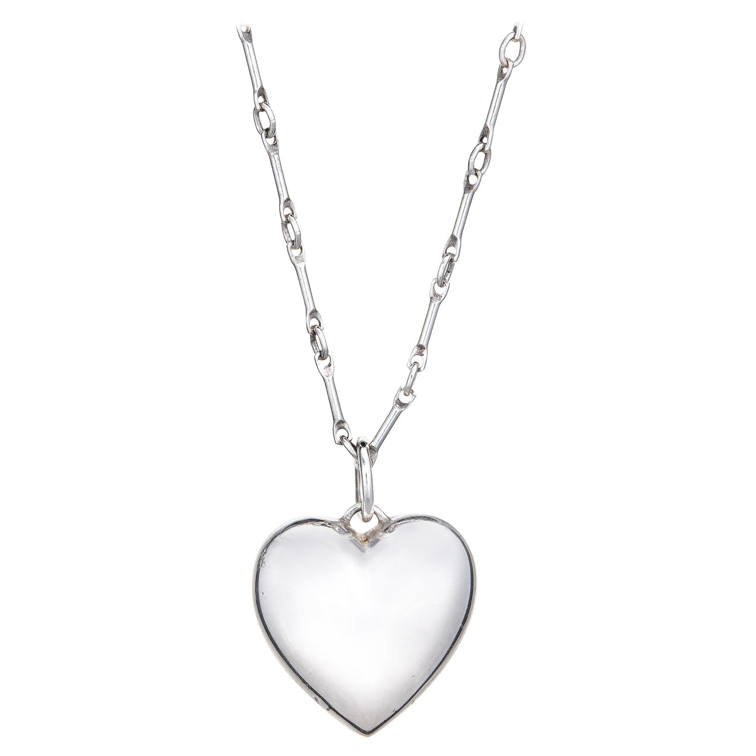 Tiffany & Co Heart Necklace Sterling Silver Estate Fine Jewelry Chain