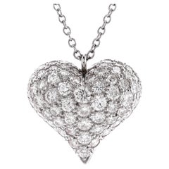 Tiffany & Co. Heart Pendant Necklace Platinum with Pave Diamonds