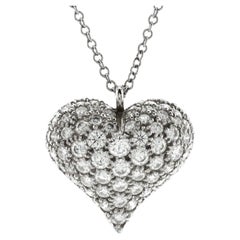 Tiffany & Co. Heart Pendant Necklace Platinum with Pave Diamonds