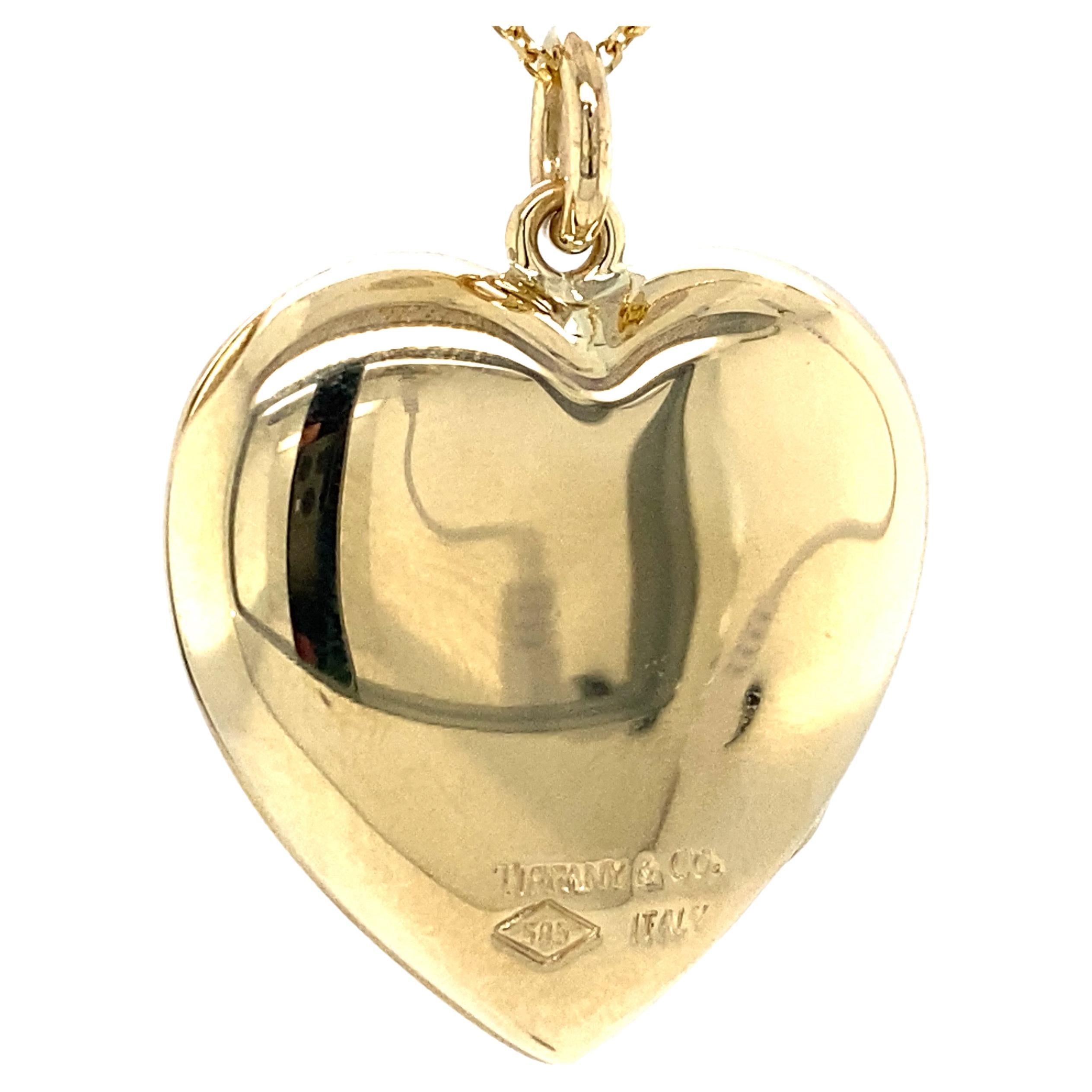 Tiffany & Co Heart Shape 14K Yellow Gold Locket Pendant For Sale