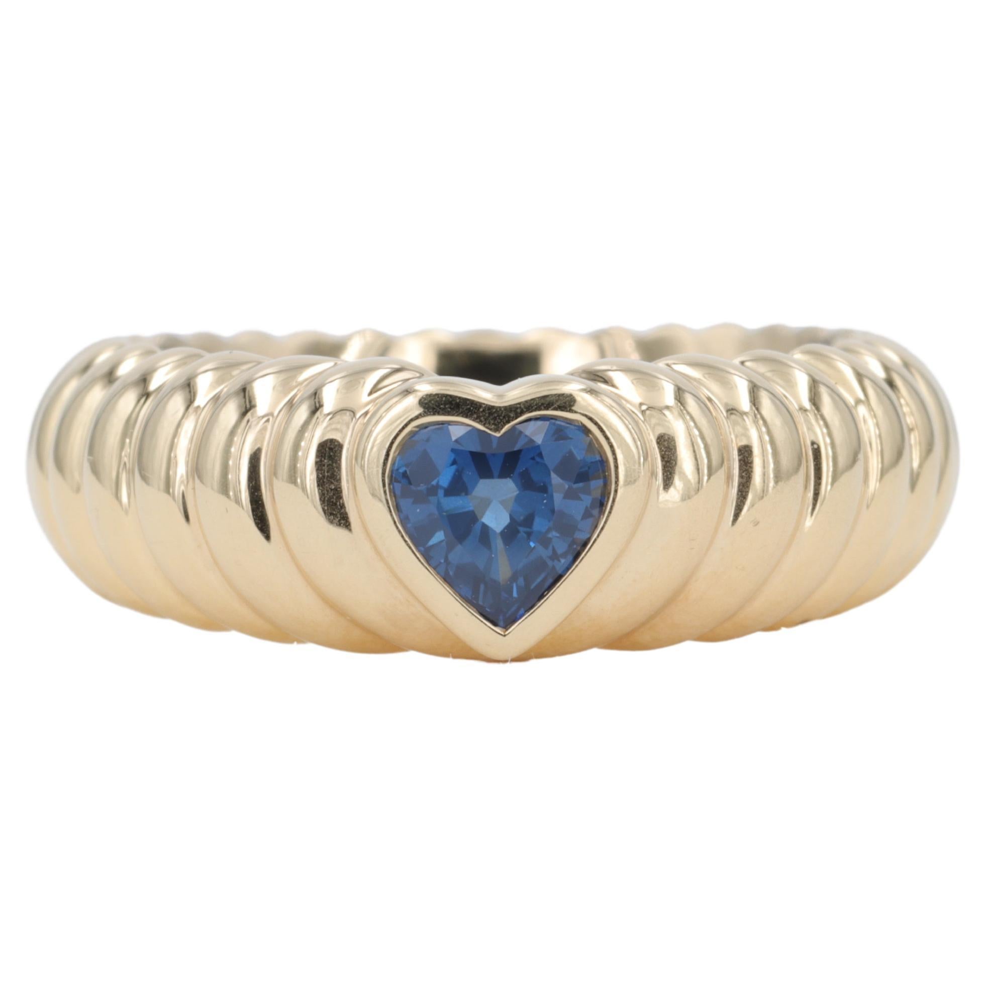Tiffany & Co. Heart Shape Blue Sapphire and 18 Karat Yellow Gold Ring