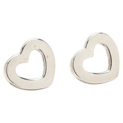 Tiffany & Co. Heart Stud Earrings, Sterling Silver, Length 11.8 mm