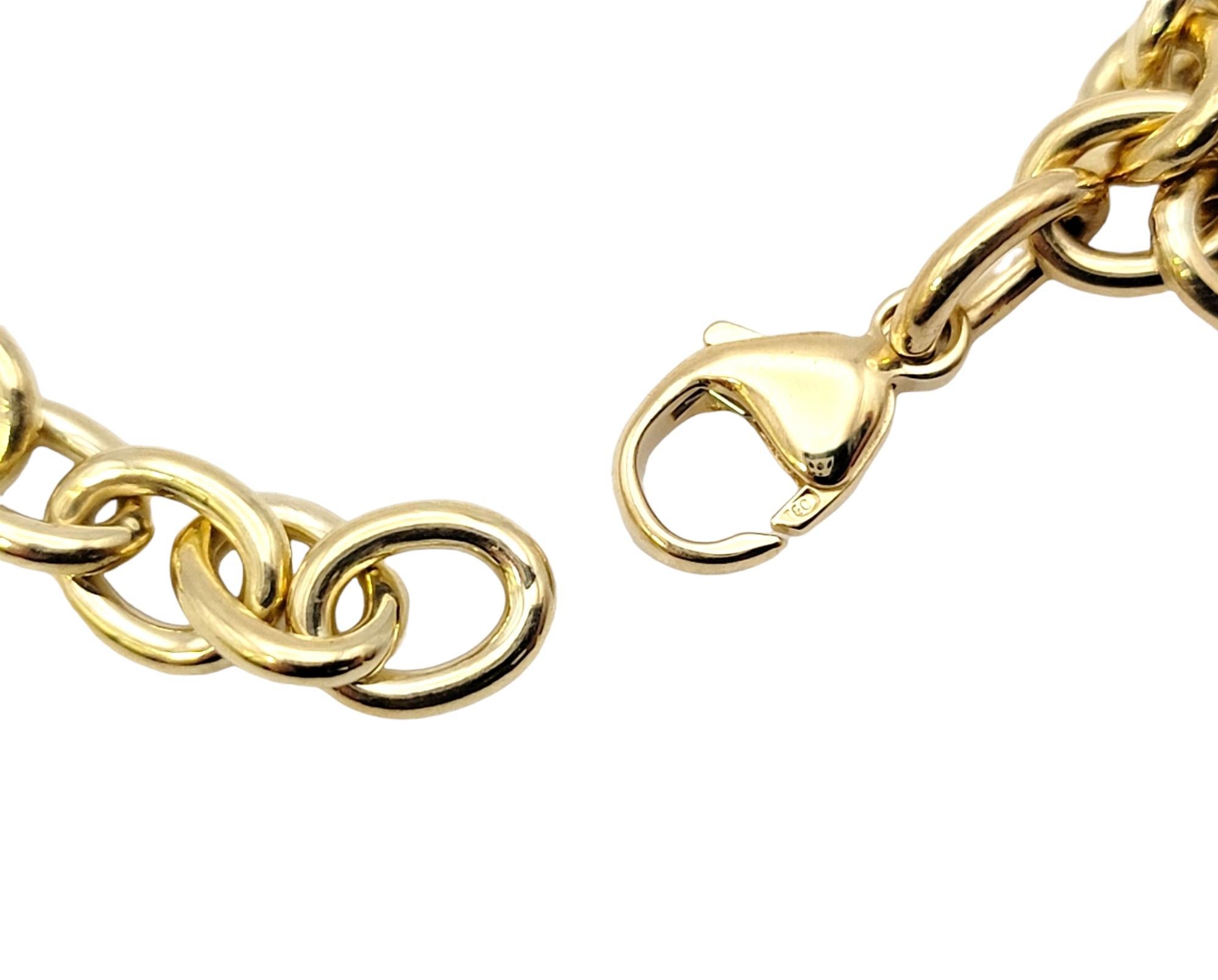 Tiffany & Co. Bracelet à maillons avec étiquette en forme de cœur en or jaune poli 18 carats en vente 3