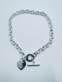 Tiffany & Co. Heart Tag Toggle 925 Sterling Silver Charm Pendant Link Necklace
