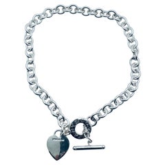 Tiffany & Co. Heart Tag Toggle 925 Sterling Silver Charm Pendant Link Necklace