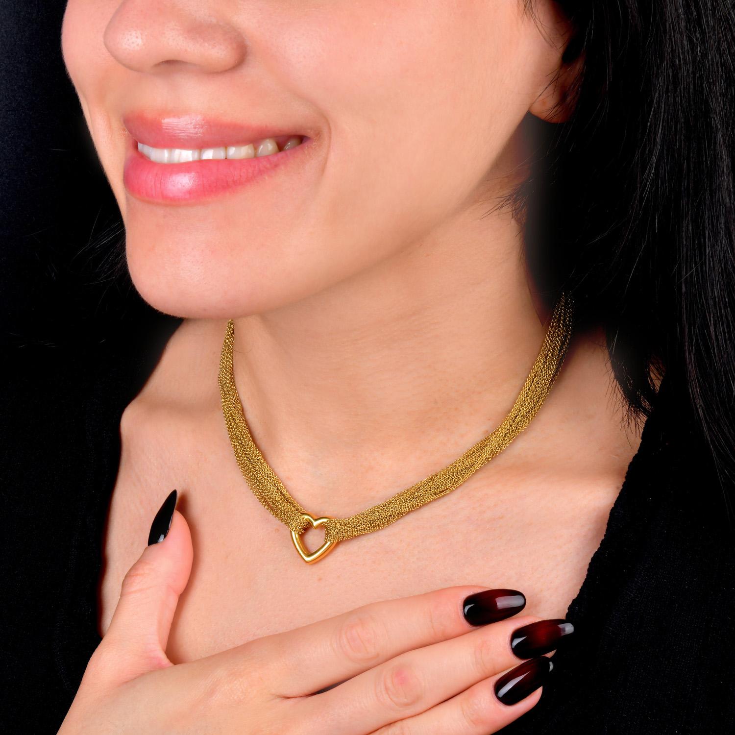 Tiffany & Co. Cuore a levetta in oro giallo 18 carati a più fili  Collana In condizioni ottime in vendita a Miami, FL