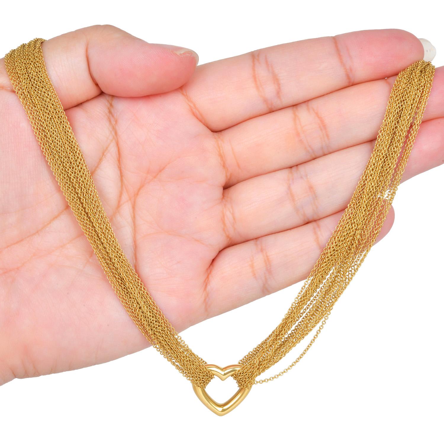 Tiffany & Co. Cuore a levetta in oro giallo 18 carati a più fili  Collana in vendita 3