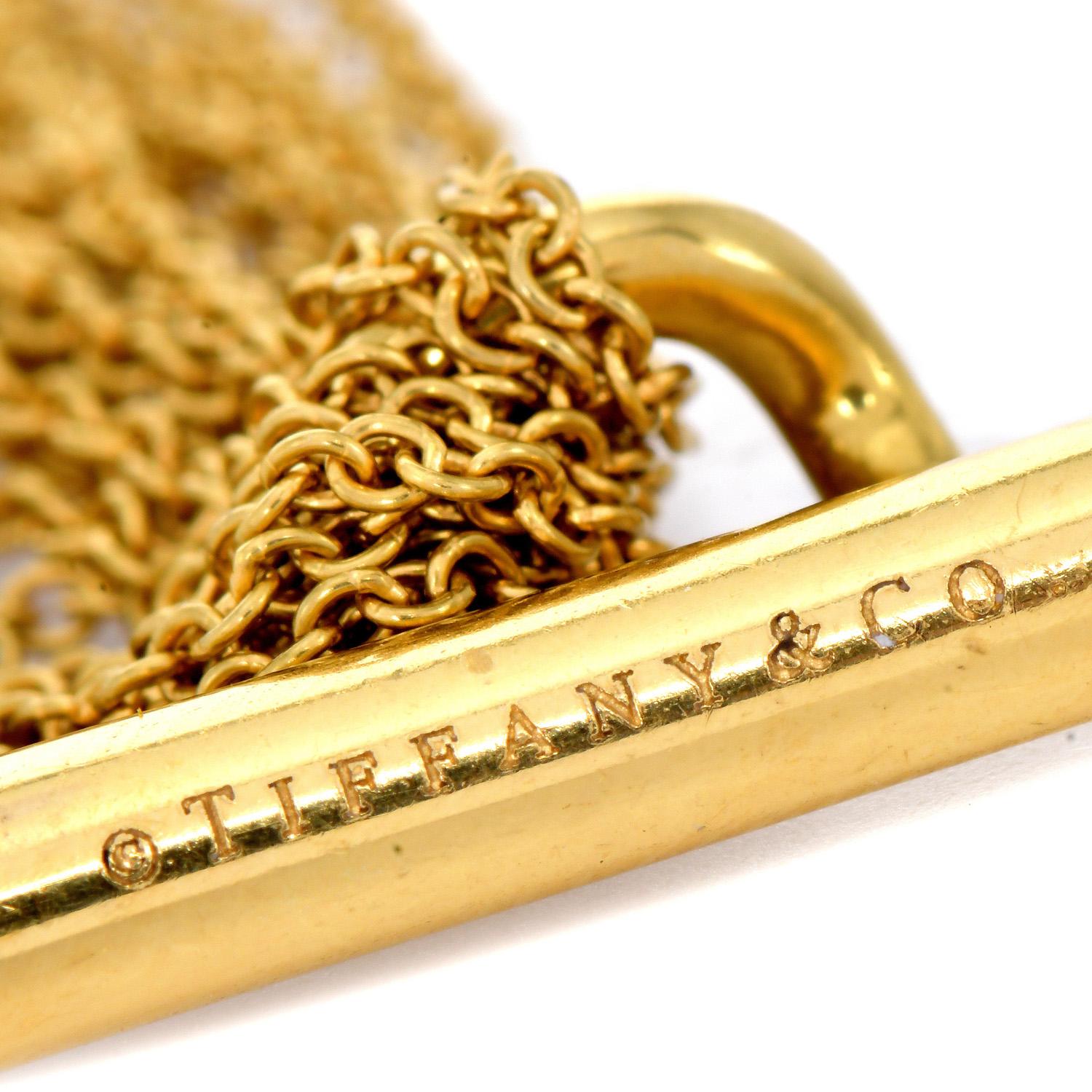 Tiffany & Co. Cuore a levetta in oro giallo 18 carati a più fili  Collana in vendita 4