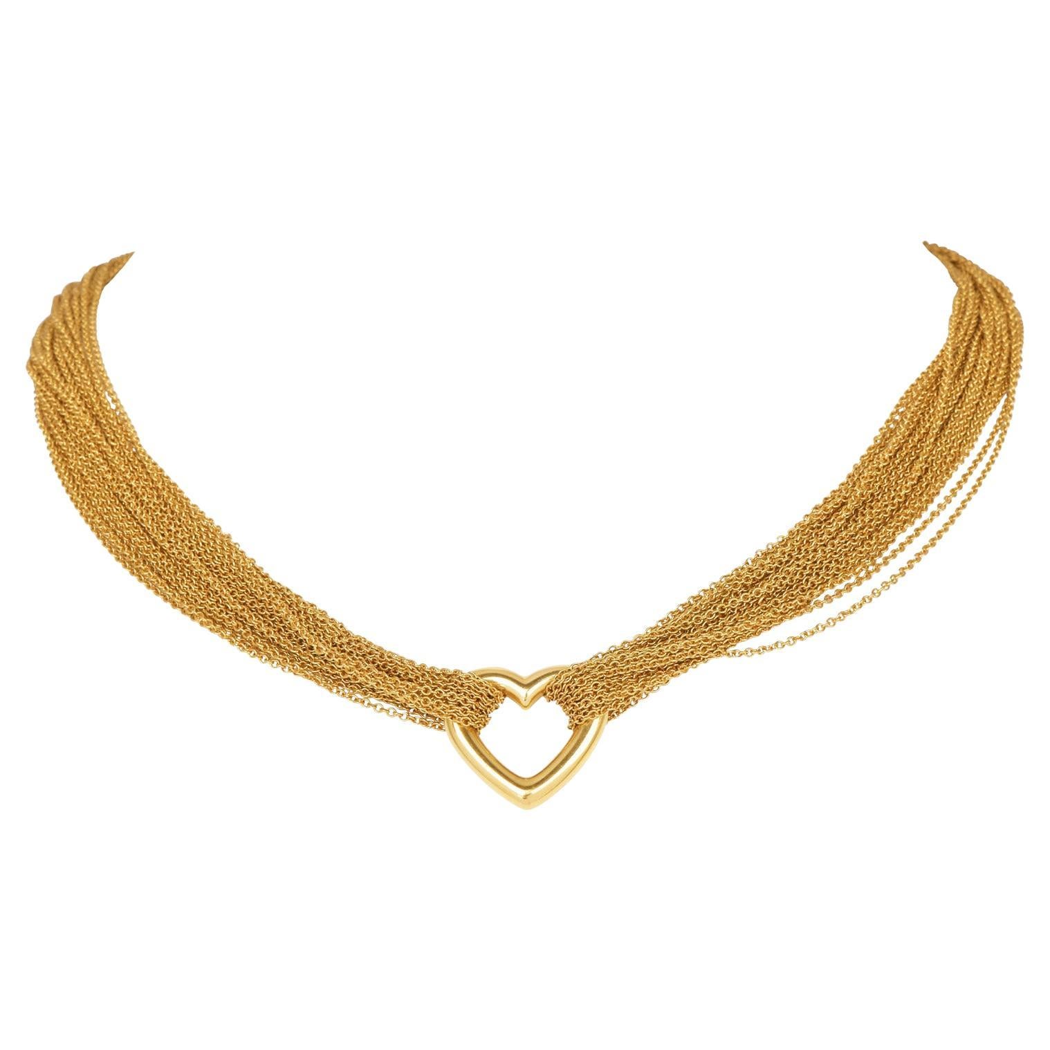Tiffany
Co. Cuore a levetta in oro giallo 18 carati a più fili Collana