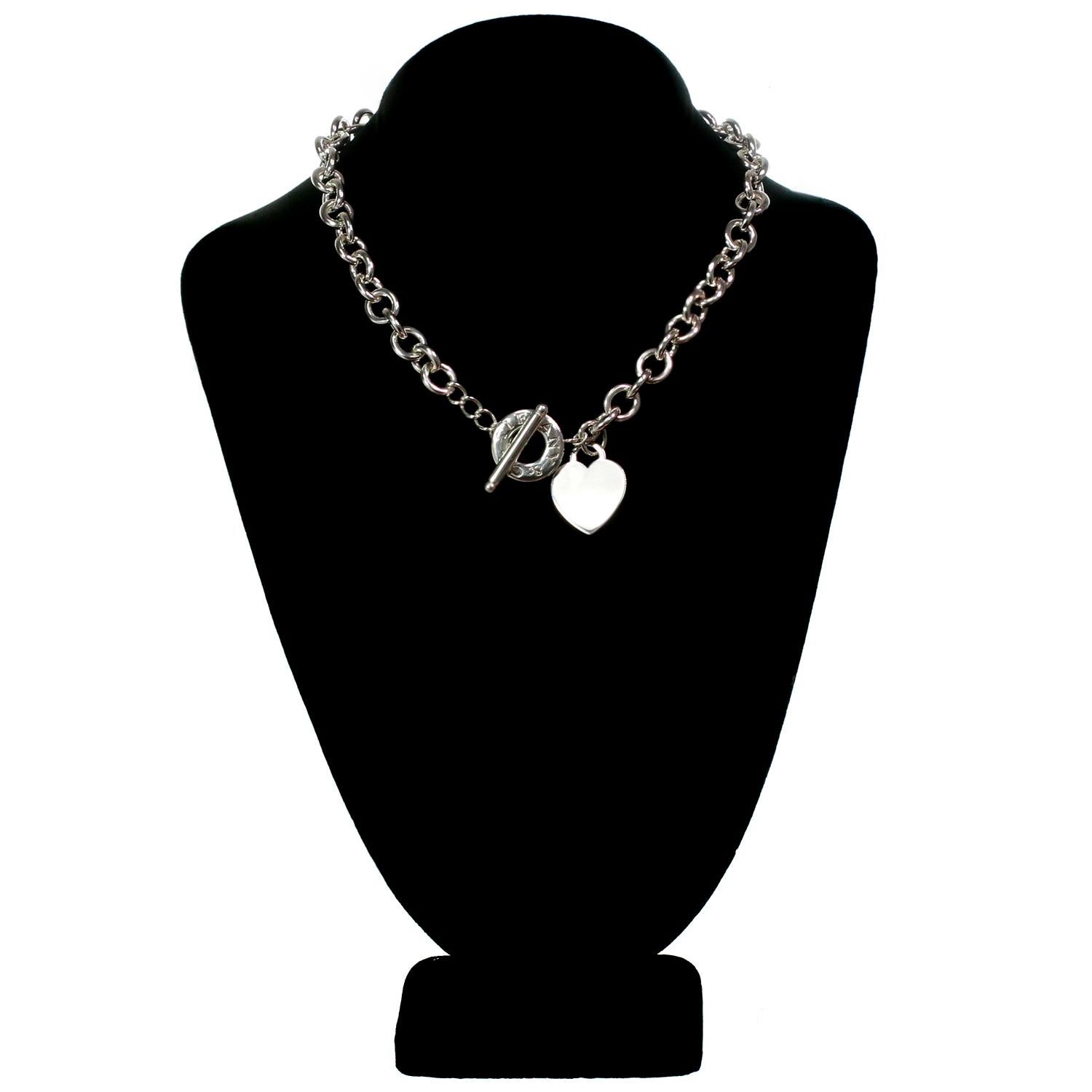 Tiffany & Co. Heart Toggle Chain Sterling Silver Link Necklace In Excellent Condition In New York, NY