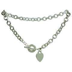 Used Tiffany & Co. Heart Toggle Chain Sterling Silver Link Necklace