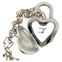 Tiffany & Co. Heart Watch Padlock Charm Necklace
