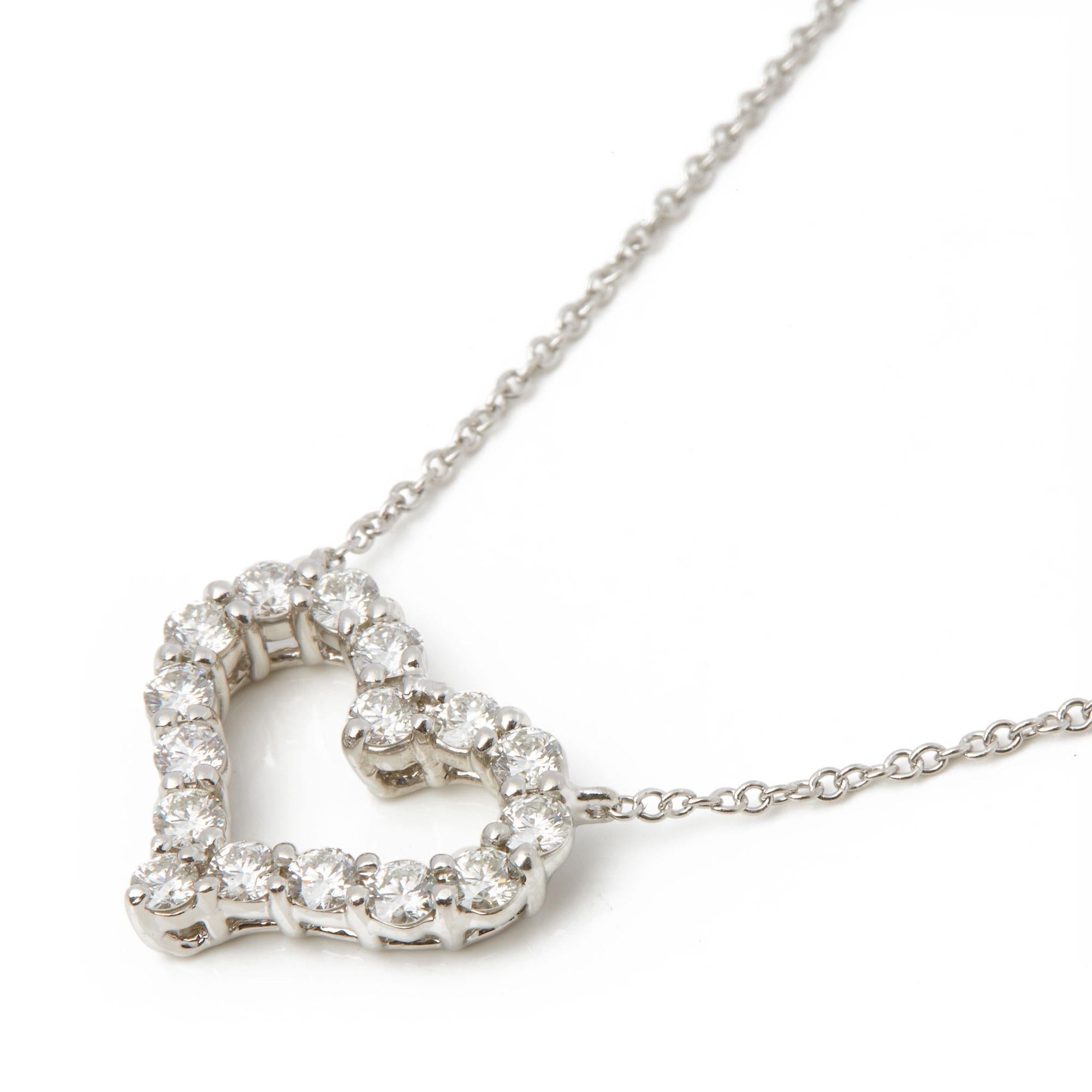 Contemporary Tiffany & Co Hearts Small 0.54 Carat Diamond Platinum Pendant