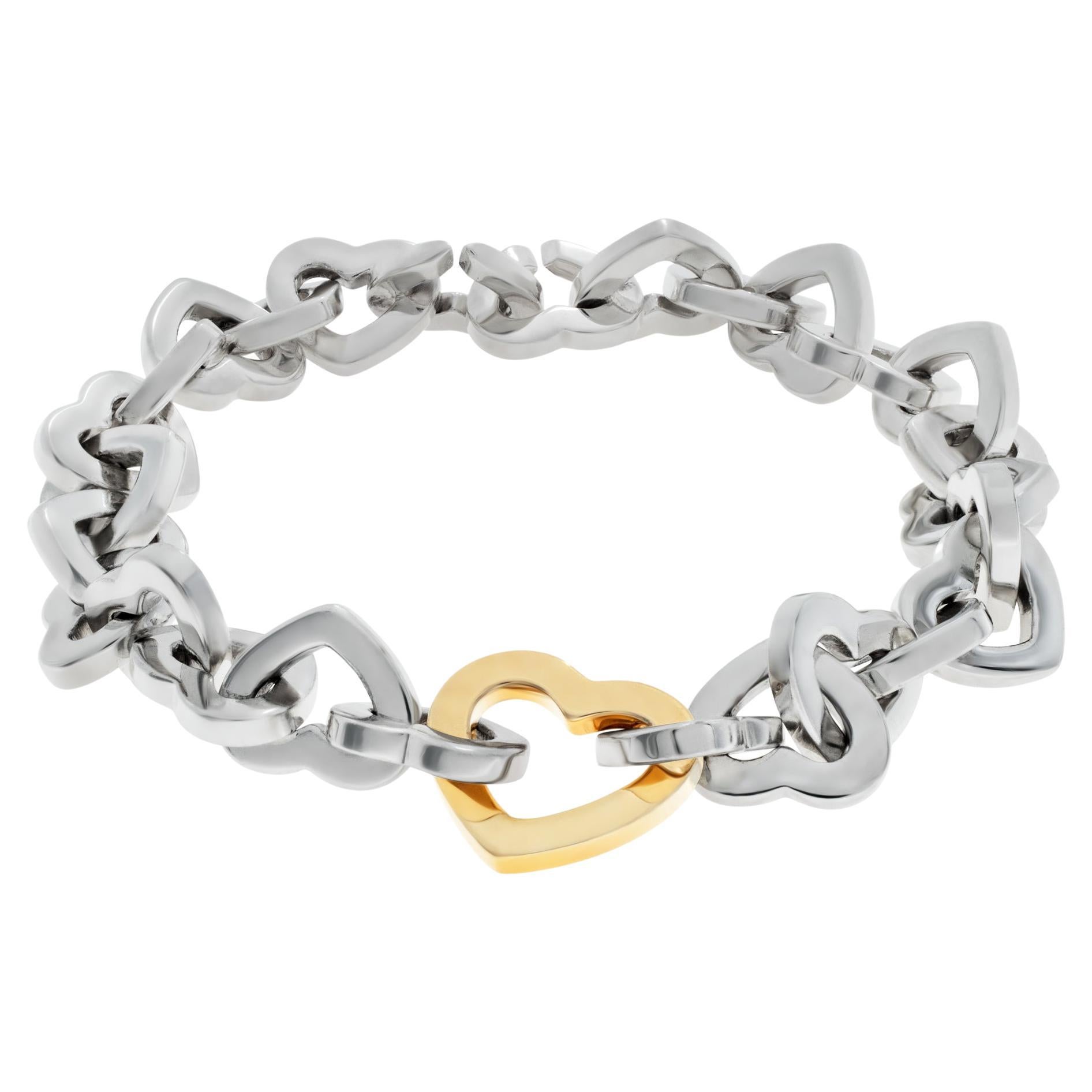Tiffany & Co. Hearts Sterling Silver and 18k Gold Bracelet
