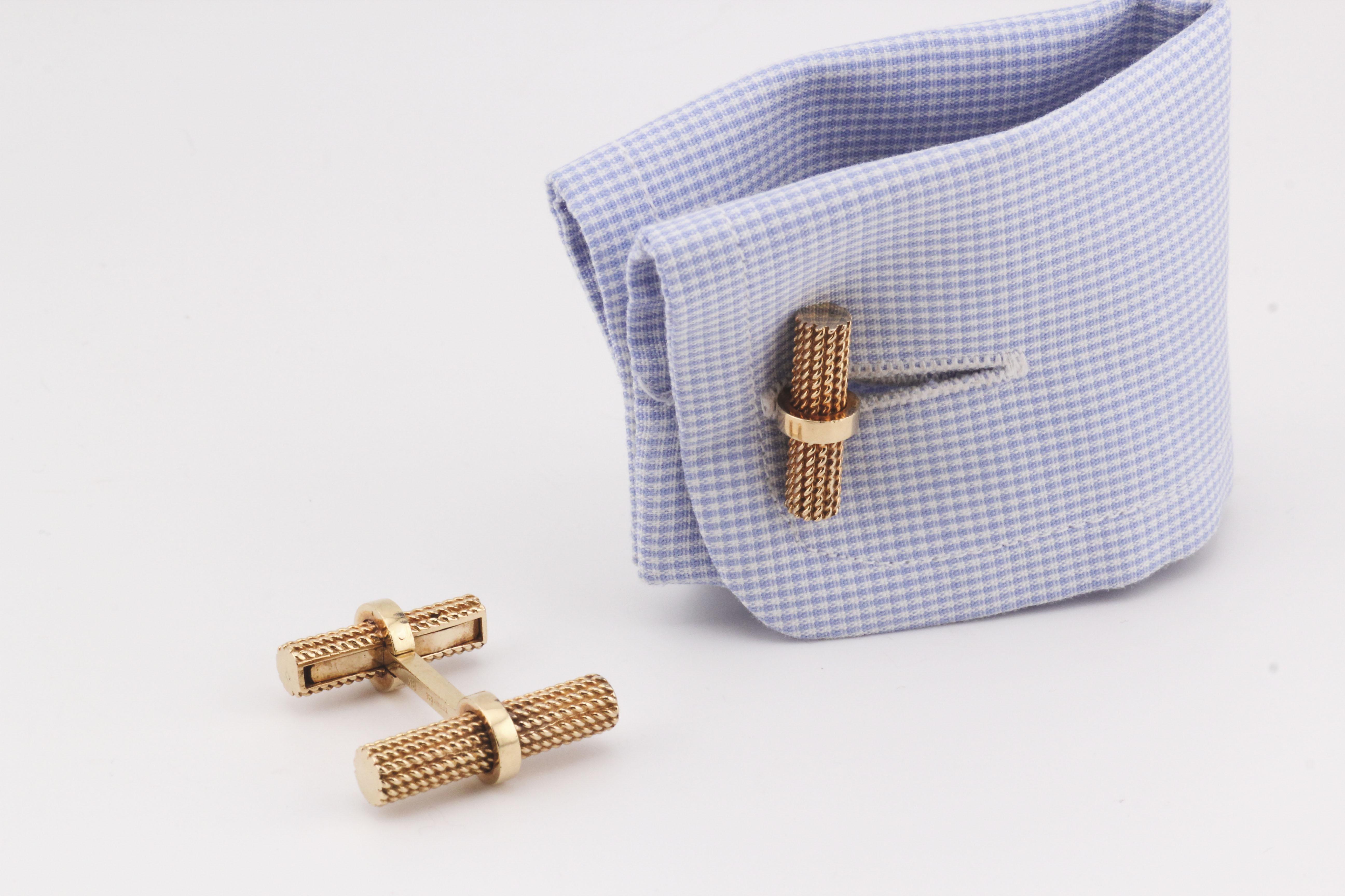 Tiffany & Co. Schwere 18k Gelbgold Seil Motiv Bar Manschettenknöpfe im Angebot 4