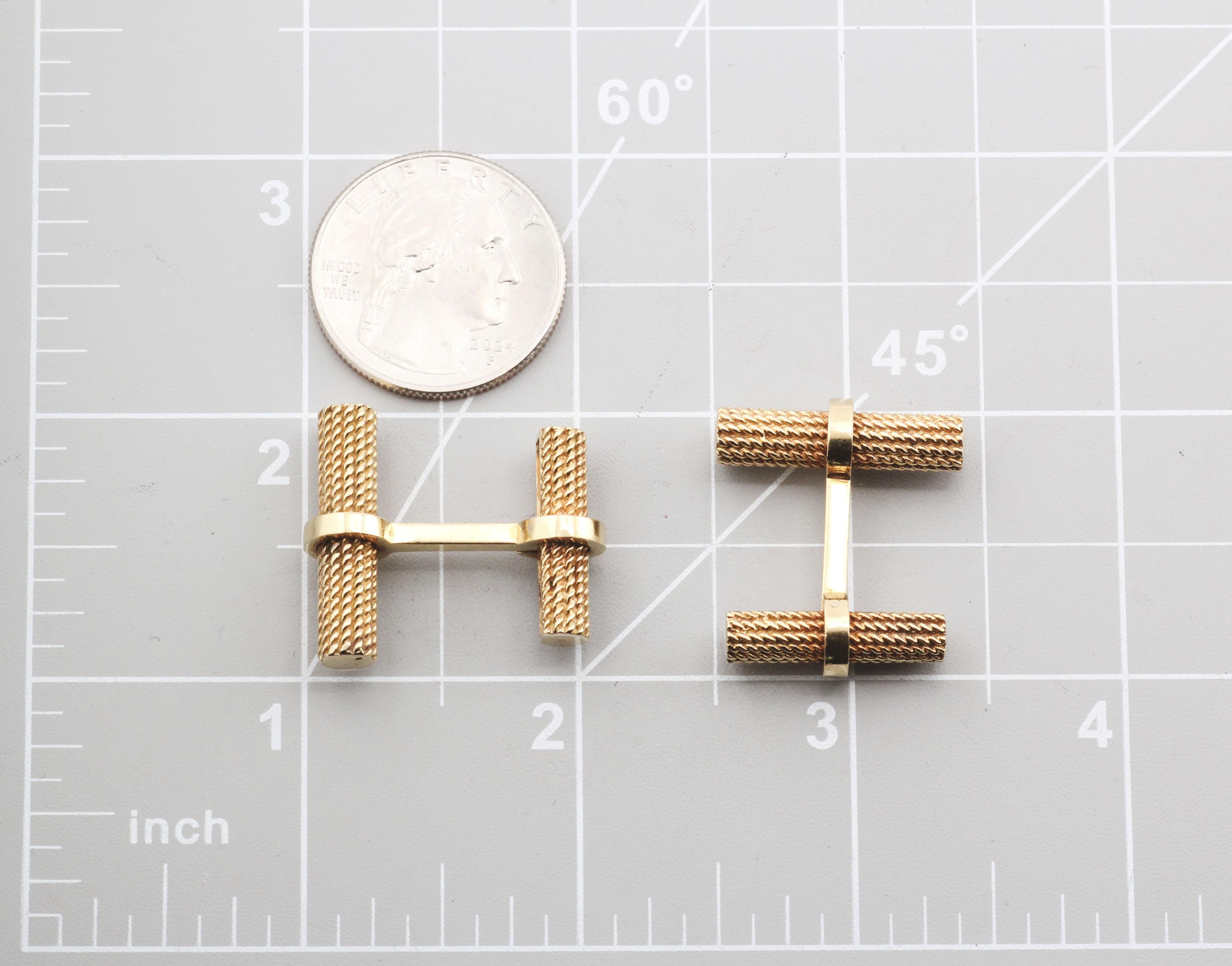 Tiffany & Co. Schwere 18k Gelbgold Seil Motiv Bar Manschettenknöpfe im Angebot 5