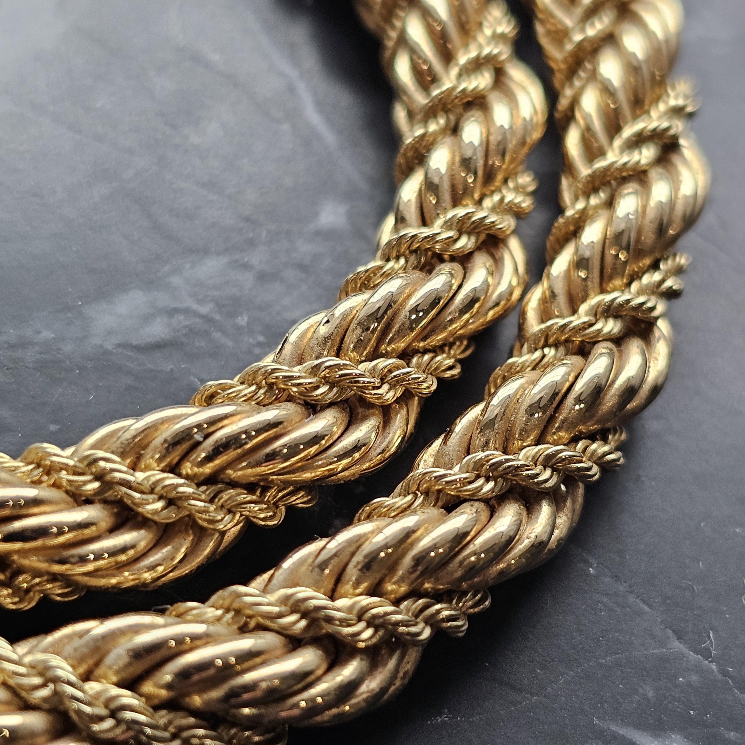 Tiffany & Co. Heavy Rope Chain Necklace 14k Yellow Gold Vintage Twist 16
