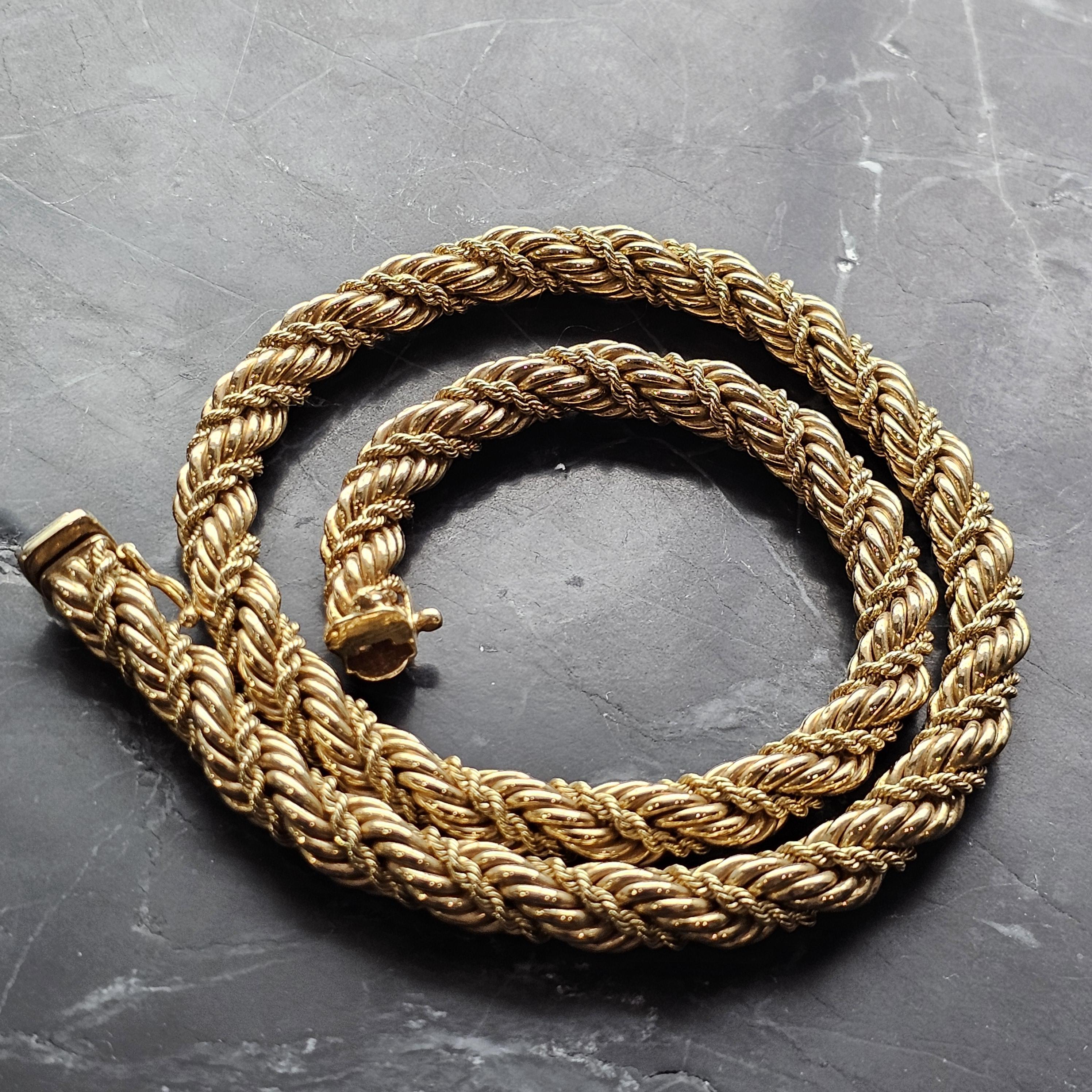 Women's Tiffany & Co. Heavy Rope Chain Necklace 14k Yellow Gold Vintage Twist 16
