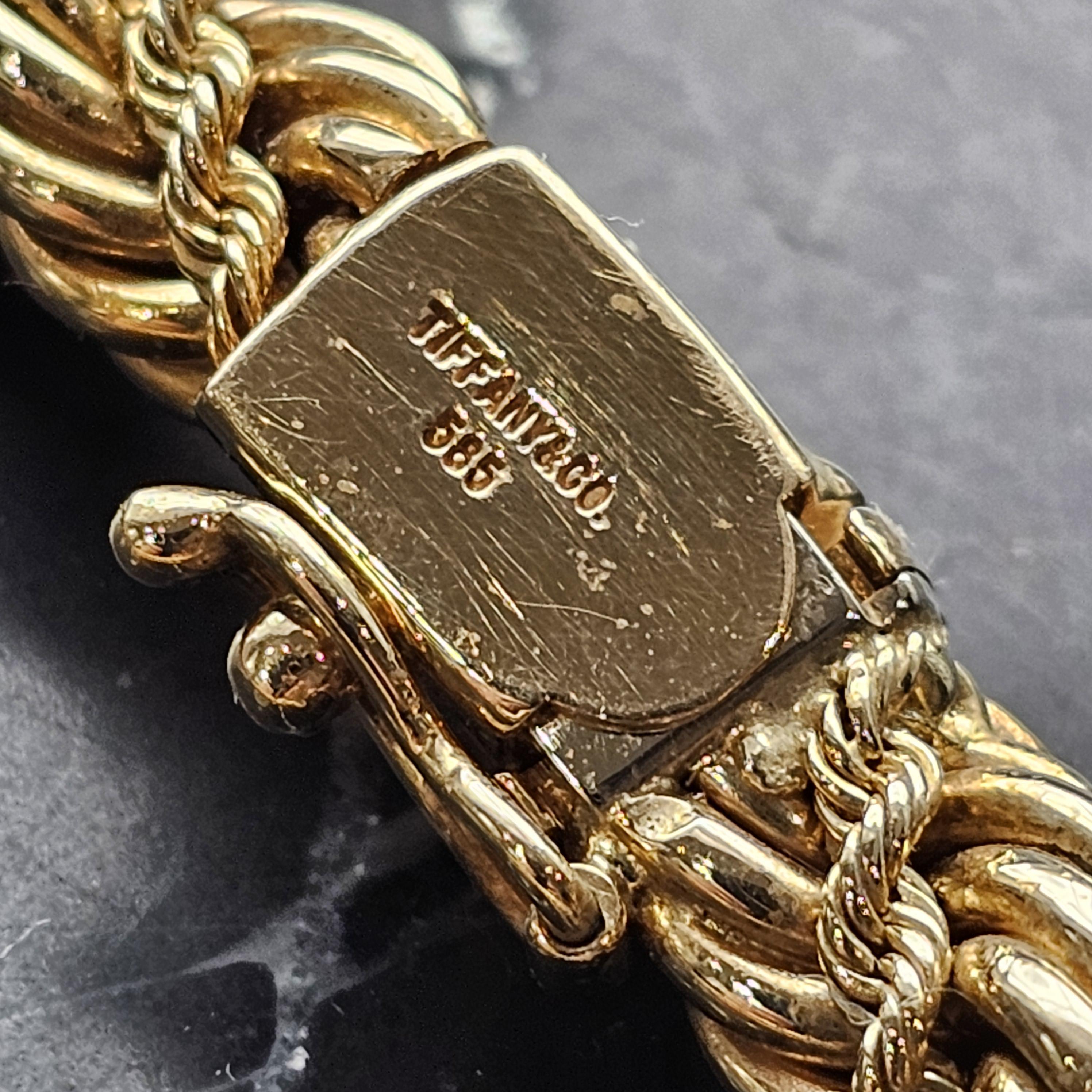 Tiffany & Co. Heavy Rope Chain Necklace 14k Yellow Gold Vintage Twist 16