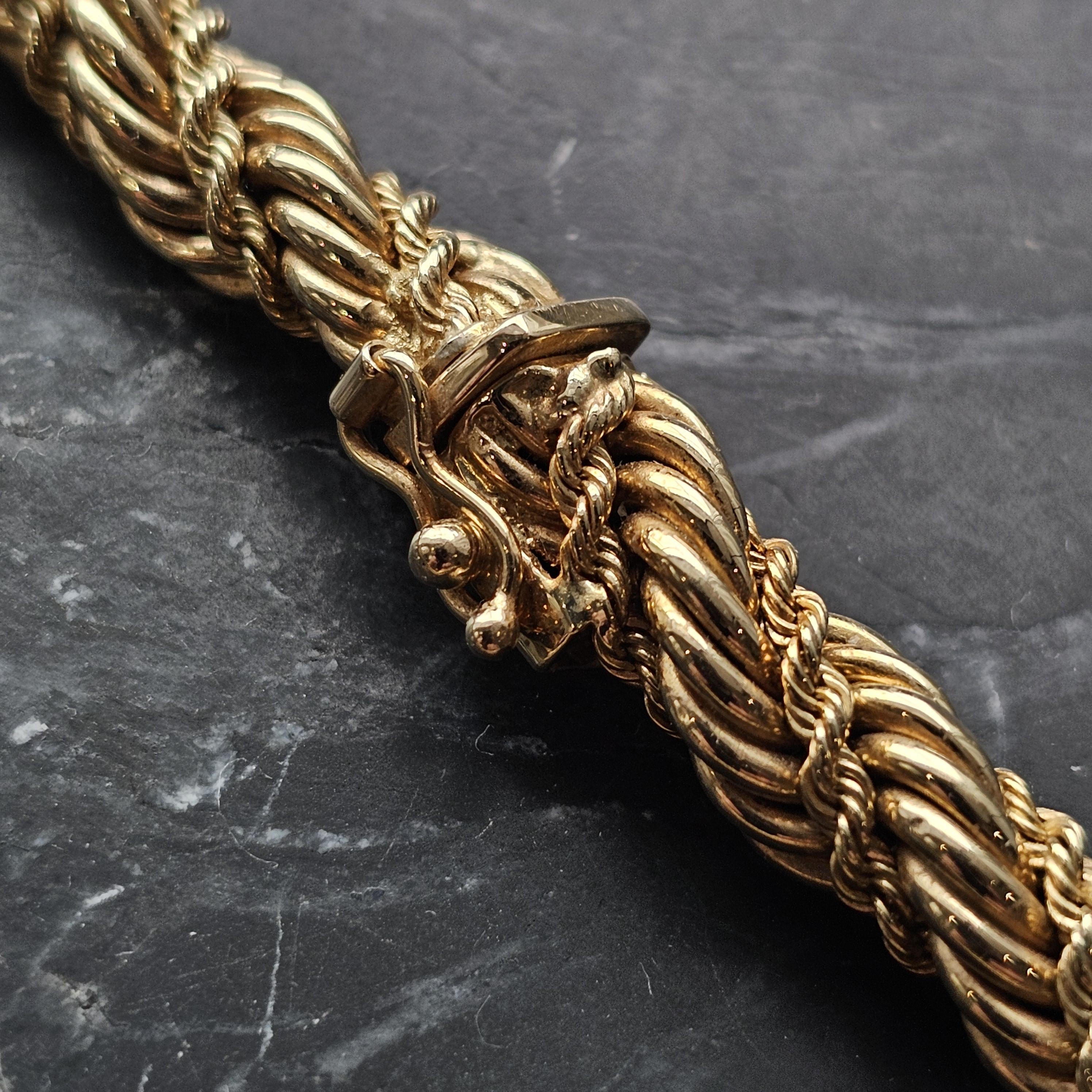 Tiffany & Co. Heavy Rope Chain Necklace 14k Yellow Gold Vintage Twist 16