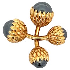 Tiffany & Co. Hematite Acorn 18 Karat Yellow Gold Men's Cufflinks