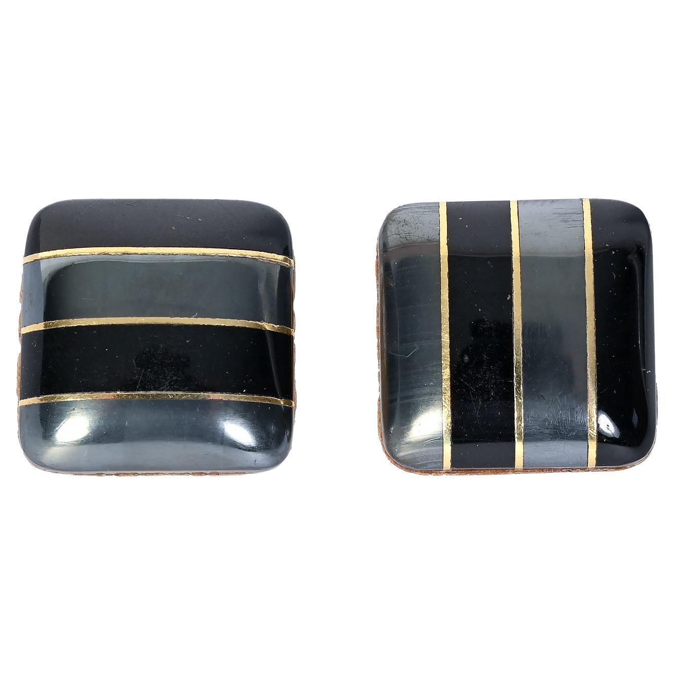 Tiffany & Co. Pendientes gemelos de hematites y jade negro